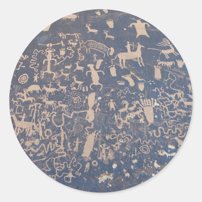 Newpaper Rock Runder Aufkleber (Vorderseite)