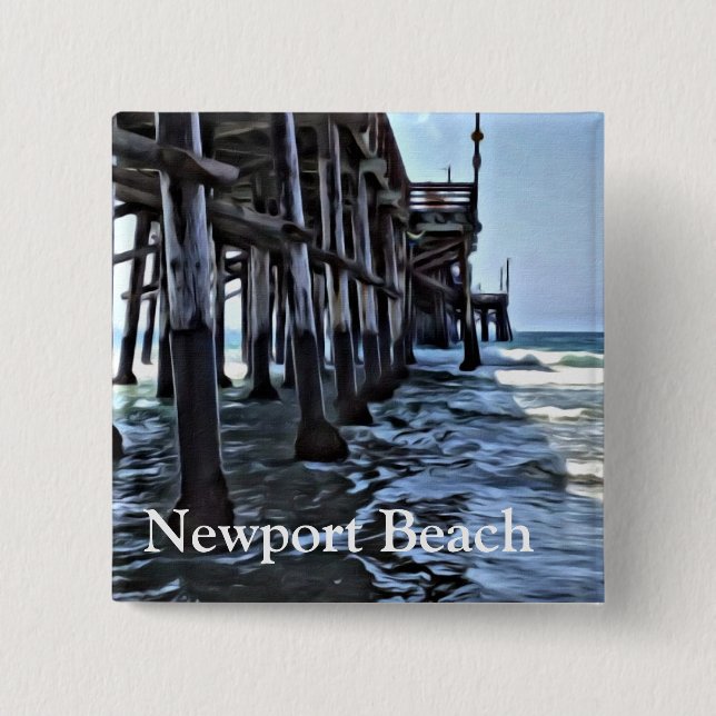 Newport Beach - 2-Zoll-Square-Taste Button (Vorderseite)