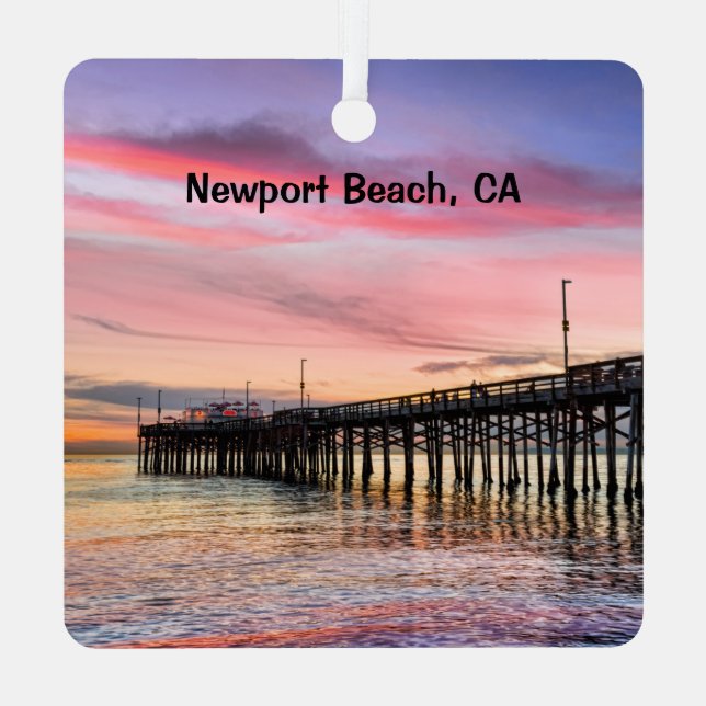Newport Beach Balboa Pier 2 Seite, Ornament Aus Metall (Rückseite)