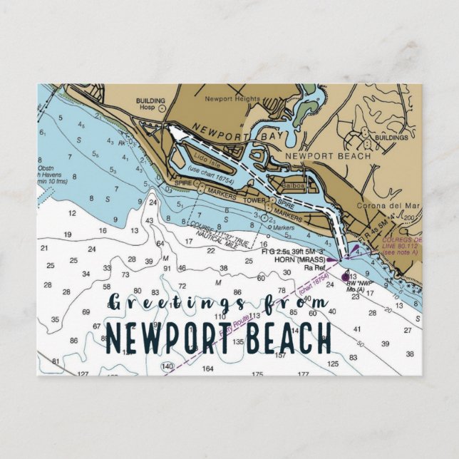 Newport Beach CA-Diagramm Postkarte (Vorderseite)
