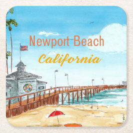 Newport Beach California Coaster Rechteckiger Pappuntersetzer