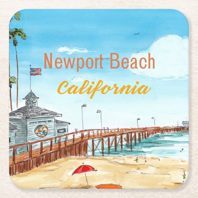 Newport Beach California Coaster Rechteckiger Pappuntersetzer (Vorderseite)
