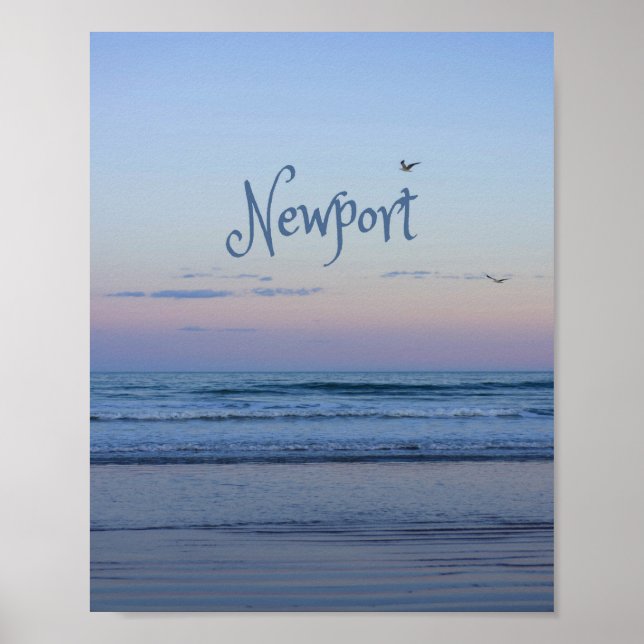 Newport Beach California Ocean Sunrise Blue Poster (Vorne)