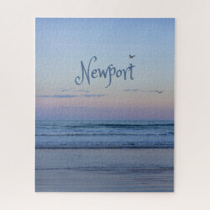 Newport Beach California Ocean Sunrise Blue Puzzle