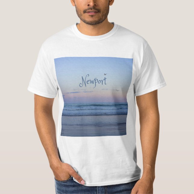 Newport Beach California Ocean Sunrise Blue T-Shirt (Vorderseite)