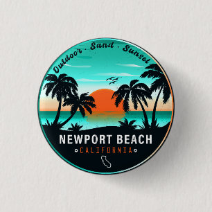 Newport Beach California Retro Sunset Souvenir 60e Button