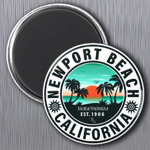 Newport Beach California Retro Sunset Vacation 80e Magnet