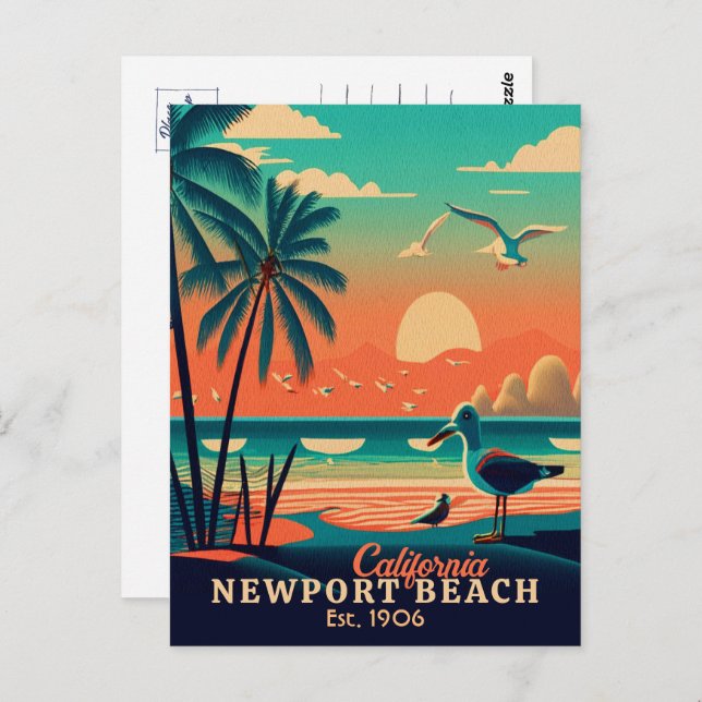 Newport Beach California Sunset Souvenirs der 50er Postkarte (Vorne/Hinten)