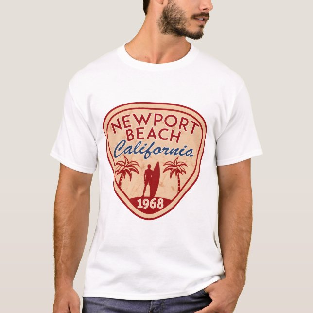 NEWPORT BEACH California Surfer Surfing Surfboard  T-Shirt (Vorderseite)