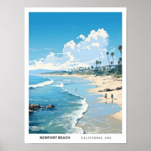 Newport Beach California USA Vintage Travel Poster