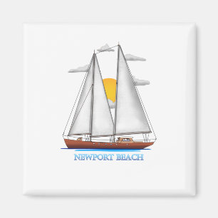 Newport Beach Coastal Nautical Sailing Magnet