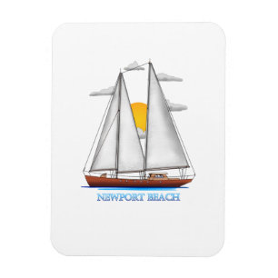Newport Beach Coastal Nautical Sailing Magnet