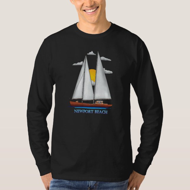Newport Beach Coastal Nautical Sailing T-Shirt (Vorderseite)