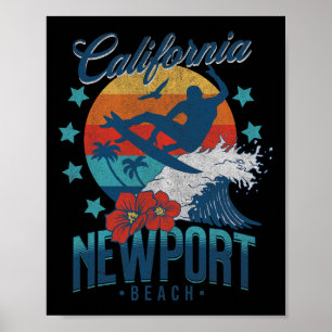 Newport Beach Kalifornien Surfen Vintage Urlaub  Poster