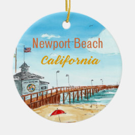 Newport Beach Pier Schmuck Keramik Ornament