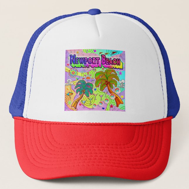 Newport Beach Vacation Target Hat Truckerkappe (Vorderseite)
