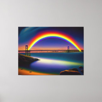 Newport Bridge, Sommernacht, Regenbogen Leinwanddruck