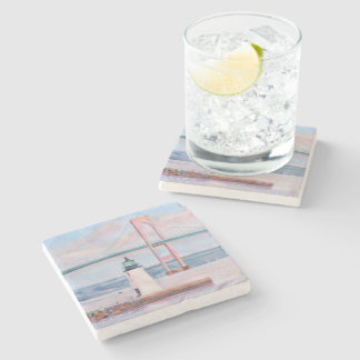 Newport Bridge und Goat Island Lighthouse Unterset Steinuntersetzer