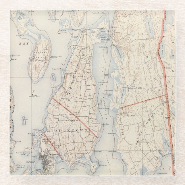 Newport County, Rhode Island Glasuntersetzer (Vorderseite)