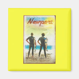 Newport Kalifornien Vintage Surfer Druck Magnet