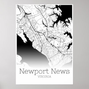 Newport News Map - Virginia - City Map Poster