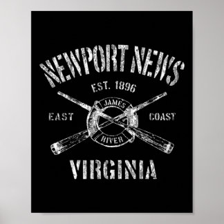 Newport News Va Vintage Nautical Boating T-Shirt Poster
