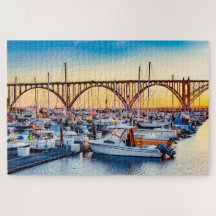 Newport Oregon Coast Yaquina Bay Marina bei Sunset