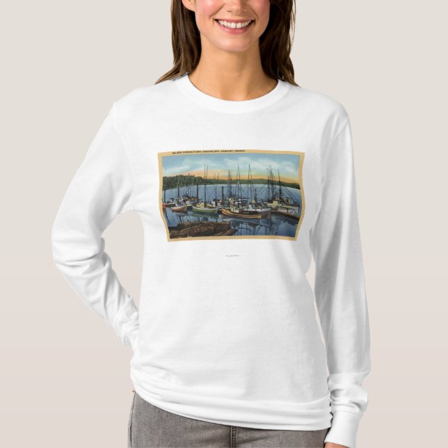 Newport, Oregon - LachsFischereiflotte in Yaquin T-Shirt (Vorderseite)