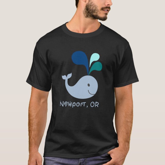 Newport Oregon Niedlich Whale Lover Cartoon T-Shirt (Vorderseite)