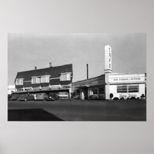 Newport, Oregon View of Bay Way Caf� Photograph Poster