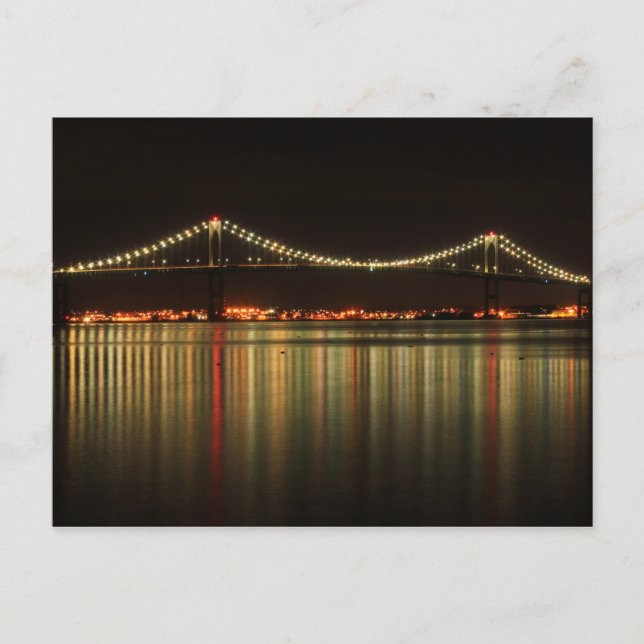 Newport Pell Bridge auf der Night Rhode Island Postkarte (Vorderseite)