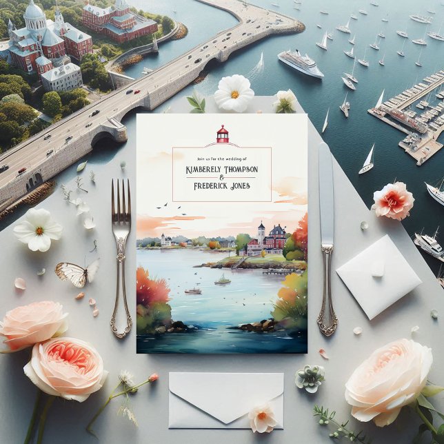 Newport, Rhode Island Hochzeit in Urlaubsort Einladung (Newport, Rhode Island Destination Wedding Invitation)