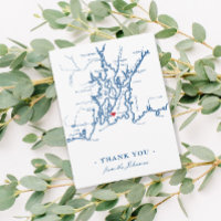 Newport Rhode Island Karte mit Heart Navy Hochzeit