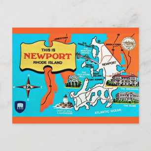 Newport Rhode Island Karte Postkarte