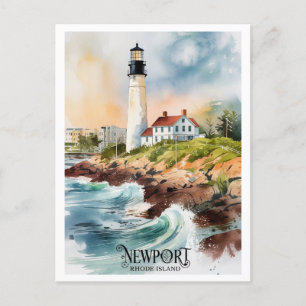 Newport, Rhode Island Lighthouse Malerei Postkarte