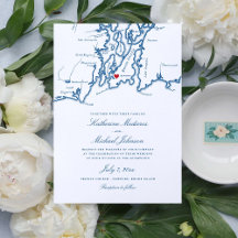 Newport Rhode Island Map Navy Einladung zur Hochze