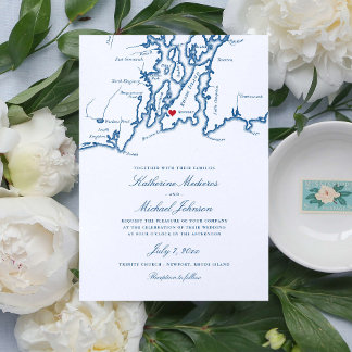 Newport Rhode Island Map Navy Einladung zur Hochze
