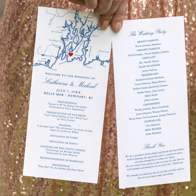 Newport Rhode Island Map Navy Hochzeit in Urlaubso Programm (These Newport Rhode Island wedding programs are perfect for your Newport destination wedding)