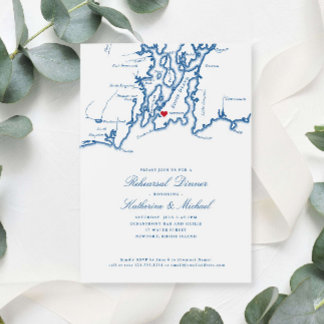 Newport Rhode Island Map Navy Rehearsal Dinner Einladung