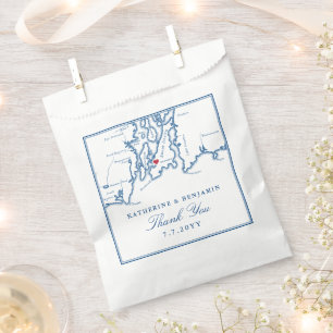 Newport Rhode Island Map Navy Script Wedding Geschenktütchen