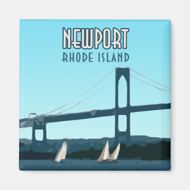Newport Rhode Island Sailboote Vintag Magnet (Vorne)