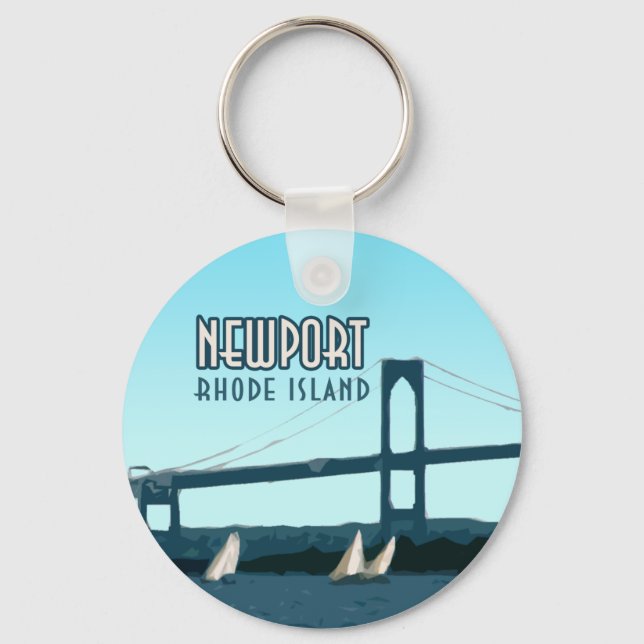 Newport Rhode Island Sailboote Vintag Schlüsselanhänger (Vorderseite)