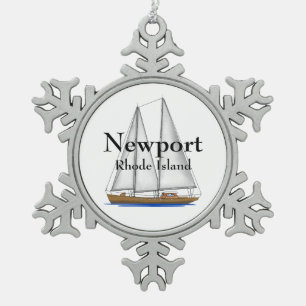 Newport Rhode Island Schneeflocken Zinn-Ornament