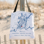 Newport Rhode Island Wedding Welcome Tote Bag<br><div class="desc">Herzlich willkommen bei Ihrer Hochzeit in Newport, Rhode Island mit unserem charmanten Willkommen in den Taschen von Newport! Diese Tasche mit einem stilvollen marineblauen Narragansett Bay-Design eignen sich ideal für Seesoirées. Das Hotel ist perfekt geeignet für Orte wie The Chanler, Rosecliff Mansion, OceanCliff Hotel, The Vanderbilt, Belle Mer, 41° North,...</div>