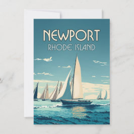 Newport Rhode Island Yacht Race Vintag Flat Card