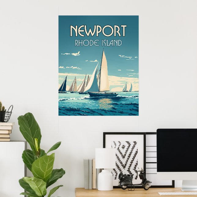 Newport Rhode Island Yachtrennen Vintag Poster (Heimbüro)