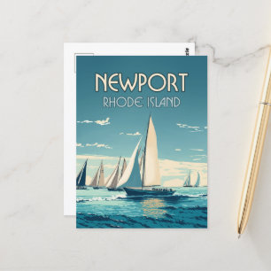 Newport Rhode Island Yachtrennen Vintag Postkarte