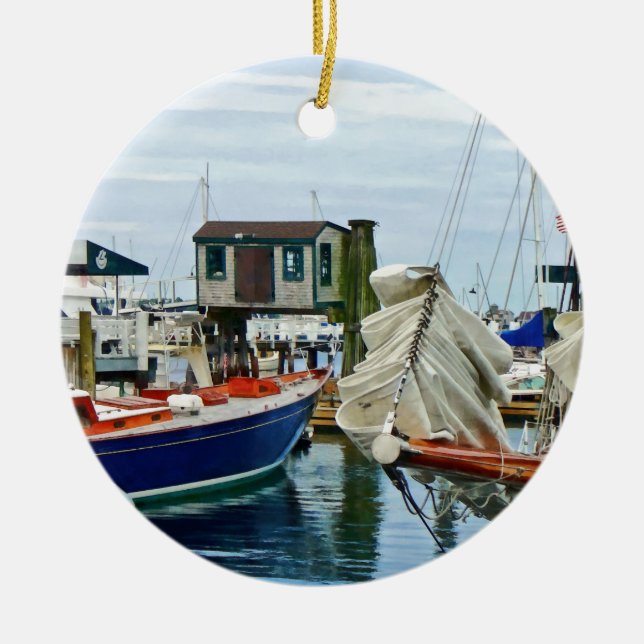 Newport RI - Geflochtene Segel Keramik Ornament (Vorne)