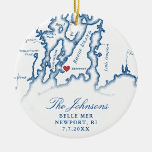 Newport RI Map Wedding Foto Weihnachten Keramik Ornament