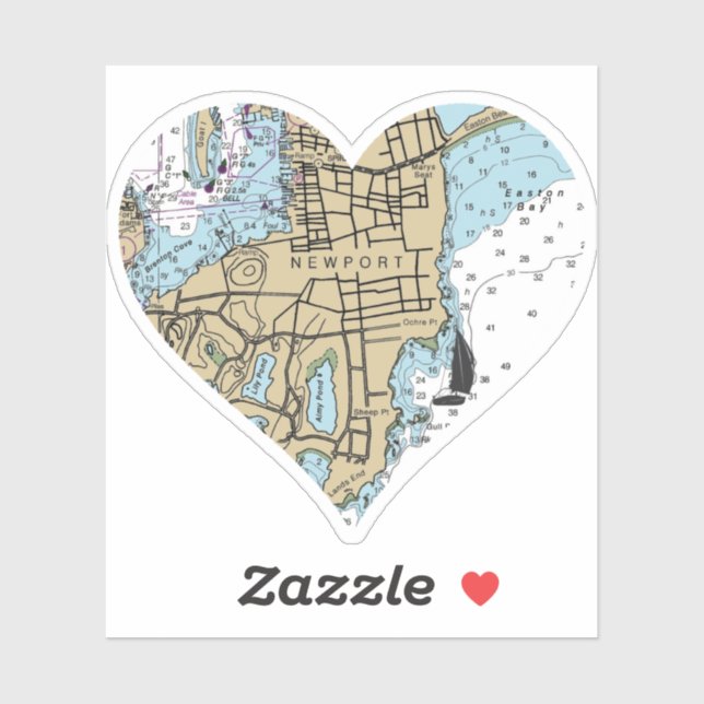 Newport RI Nautical Chart Aufkleber (Blatt)